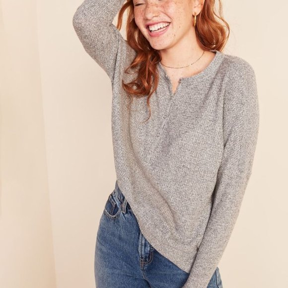 Old Navy Tops - Old Navy Relaxed Cozy Waffle-Knit Henley Tunic Top for Women